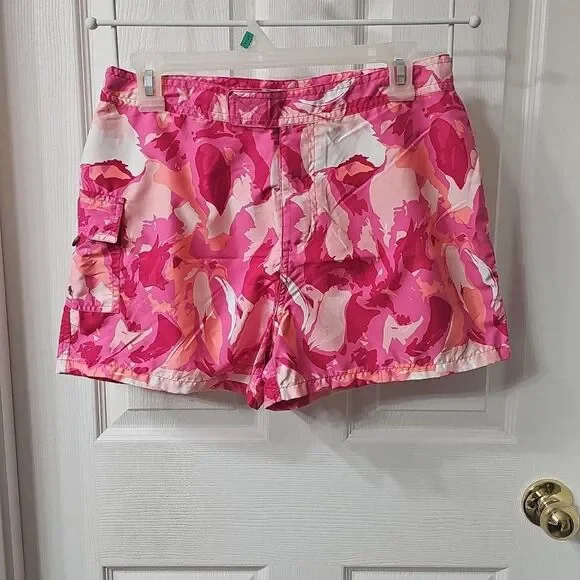 Mossimo Pink Camo Board Shorts Women's Medium Vintage Y2K Swim Trunks M - Picture 1 of 5